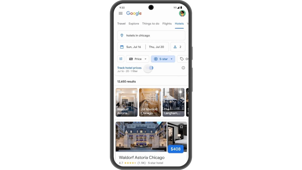 Google hotel Search